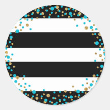 Schwarz-weiß Strip Gold Glitzer Türkis Sprinkle