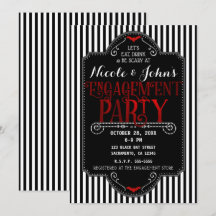 Schwarz-weiß Stripes Red Gothic Engagement Party