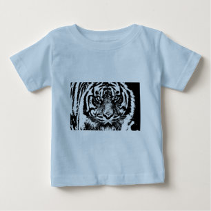 Schwarz-weiß Sumatran Borneo Tiger Eye Artwork Baby T-shirt