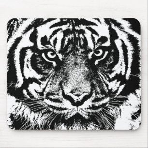Schwarz-weiß Sumatran Borneo Tiger Eye Artwork Mousepad