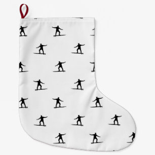 Schwarz-Weiß-Surfmotiv Grafik Großer Weihnachtsstrumpf