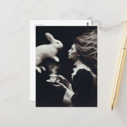 Schwarz-Weiß Surreal Magischer Tee Postkarte