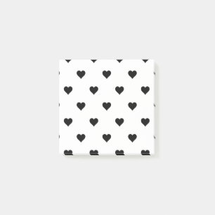 Schwarz-weiß süßes einfaches Herz Muster Post-it Klebezettel