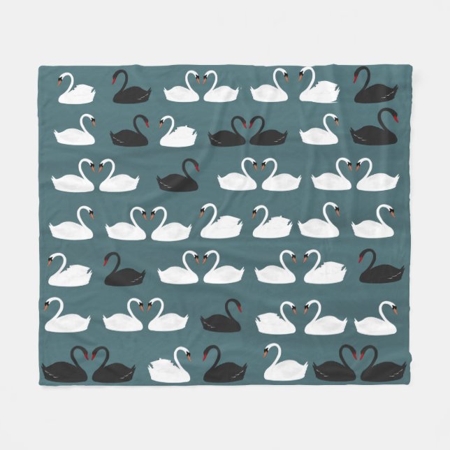 Schwarz-Weiß-Swans Fleece Blanket (Vorderseite (Horizontal))