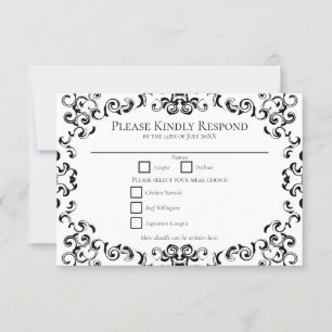 Schwarz-Weiß-Swirl Gotische Hochzeitseinladung Einladung