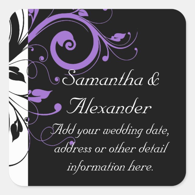 Schwarz-Weiß-Swirt-Accent-Sticker Quadratischer Aufkleber (Vorderseite)