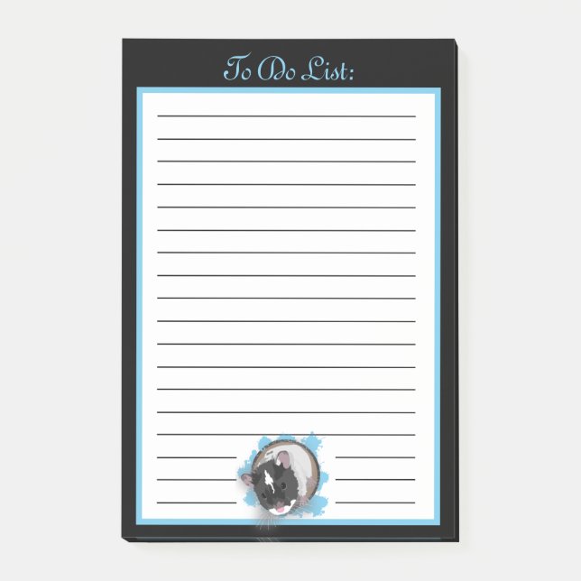 Schwarz-Weiß-syrischer Pet-Hamster zu erledigen Post-it Klebezettel (Vorderseite)