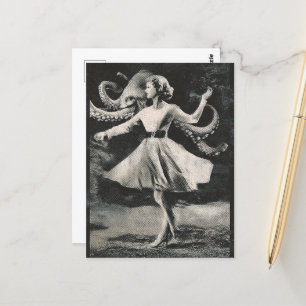 Schwarz-Weiß-Tanz mit Oktopus Postkarte