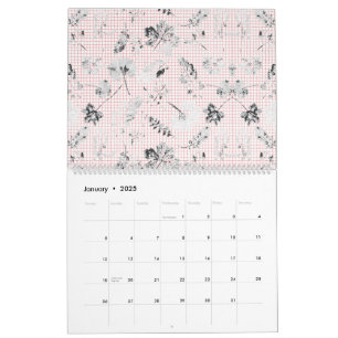 Schwarz-Weiß-Tapete mit schönem Blatt Kalender