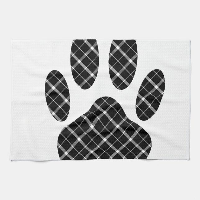 Schwarz-Weiß-Tartan-Hundpfeife drucken Geschirrtuch (Horizontal)