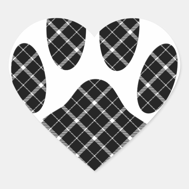 Schwarz-Weiß-Tartan-Hundpfeife drucken Herz-Aufkleber (Vorderseite)