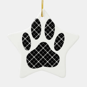Schwarz-Weiß-Tartan-Hundpfeife drucken Keramik Ornament