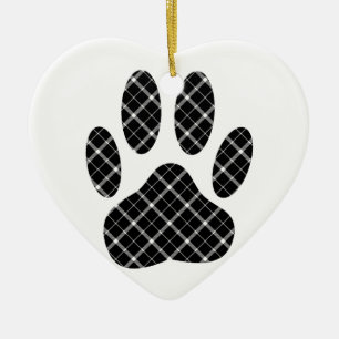 Schwarz-Weiß-Tartan-Hundpfeife drucken Keramikornament