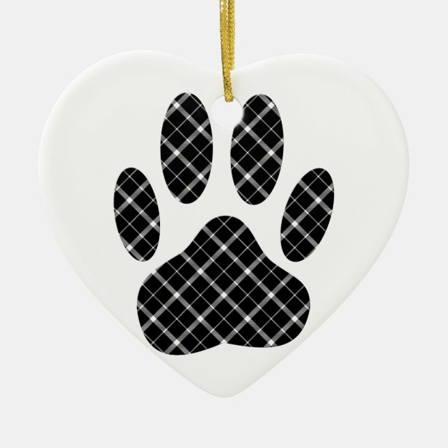 Schwarz-Weiß-Tartan-Hundpfeife drucken Keramikornament (Vorne)