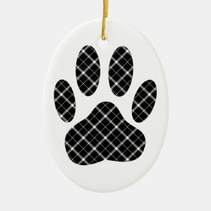 Schwarz-Weiß-Tartan-Hundpfeife drucken Keramikornament