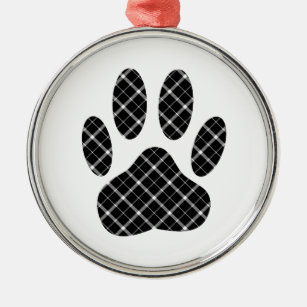 Schwarz-Weiß-Tartan-Hundpfeife drucken Silbernes Ornament