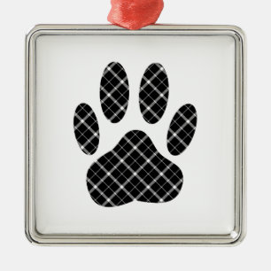 Schwarz-Weiß-Tartan-Hundpfeife drucken Silbernes Ornament
