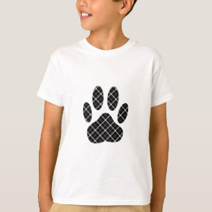 Schwarz-Weiß-Tartan-Hundpfeife drucken T-Shirt