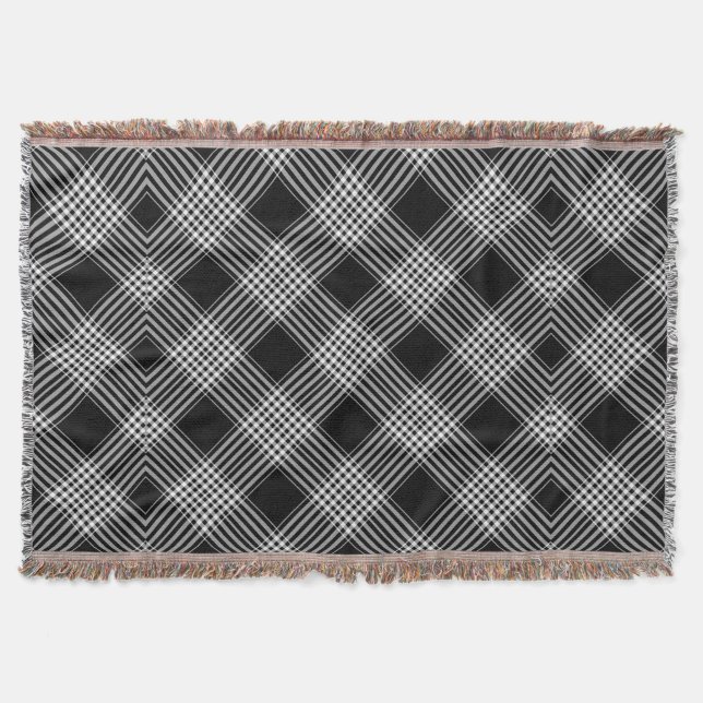 Schwarz-Weiß-Tartan-Kariert Decke (Vorderseite)