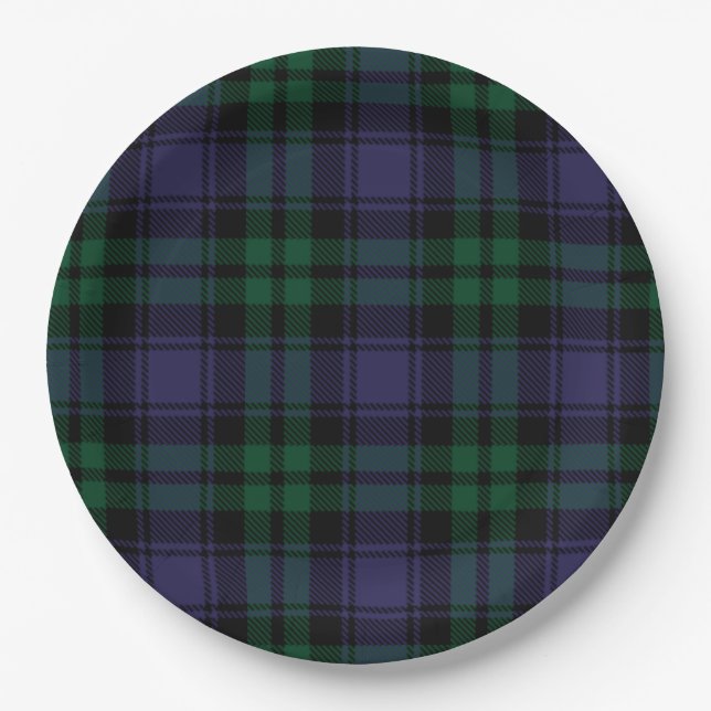 Schwarz-Weiß-Tartan, Karo Pappteller (Vorderseite)