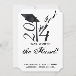Schwarz-Weiß-Tassel Worth the Hassle-Abschluss Einladung