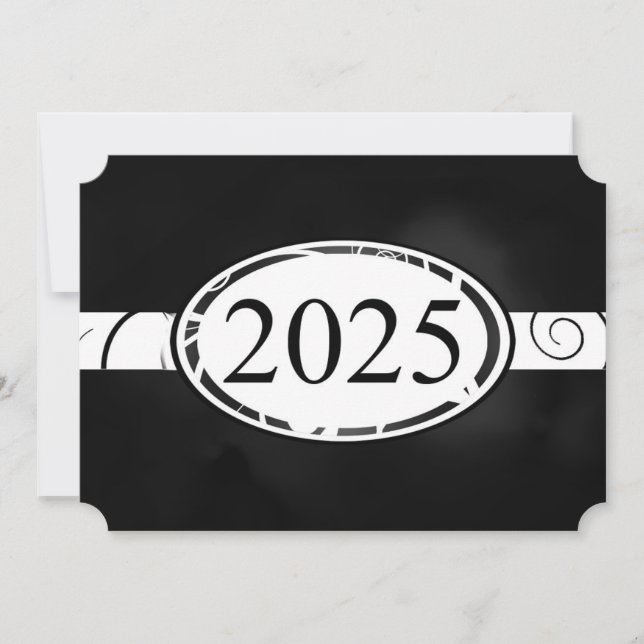Schwarz-Weiß-Taste 2025-Karte Einladung (Vorderseite)