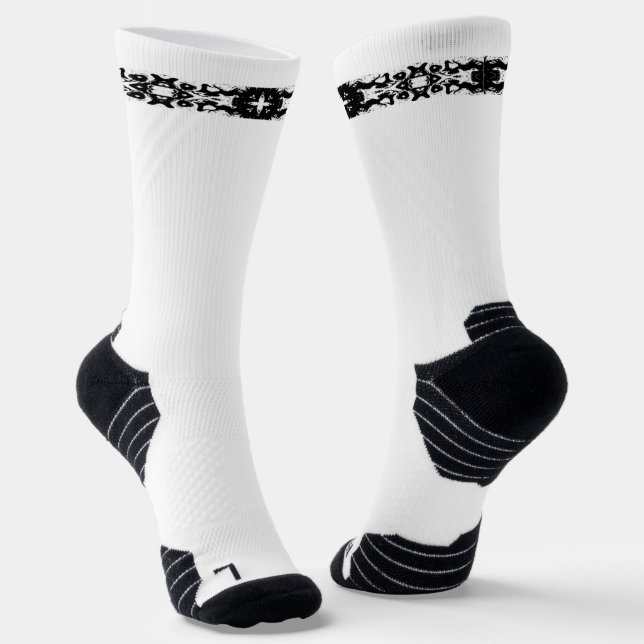 Schwarz-Weiß-Tattoo-Strip Socken (Gewinkelt)