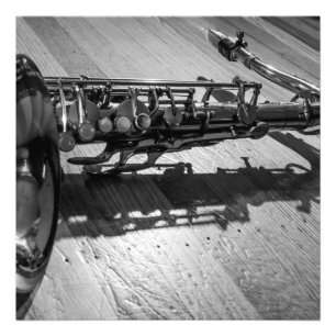 Schwarz-Weiß-Tenor-Saxophon Fotodruck