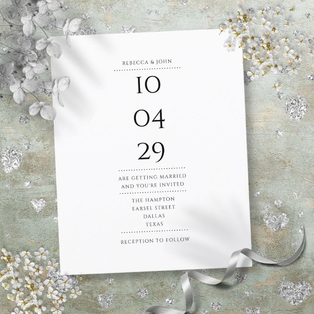 Schwarz-Weiß-Termin Einladung (Budget Black and White Date Wedding Invitation)