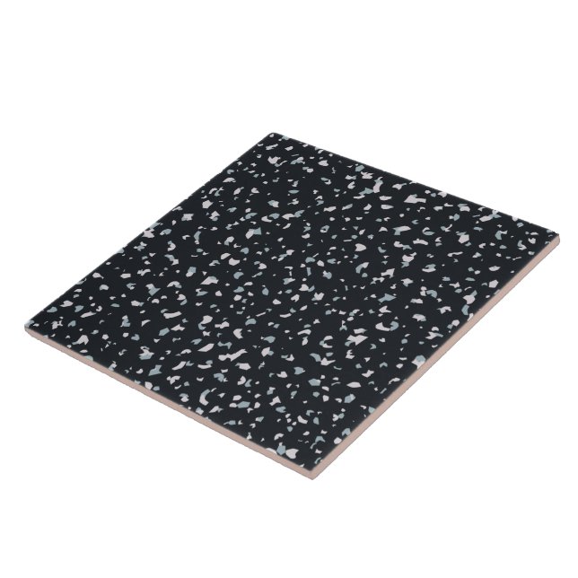 Schwarz-Weiß-Terrazzo#17 Fliese (Seite)