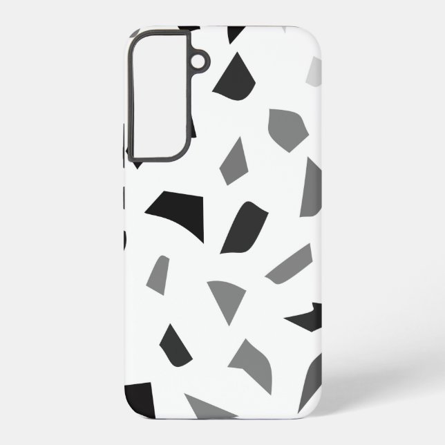 Schwarz-Weiß-Terrazzo Samsung Galaxy Hülle (Rückseite)