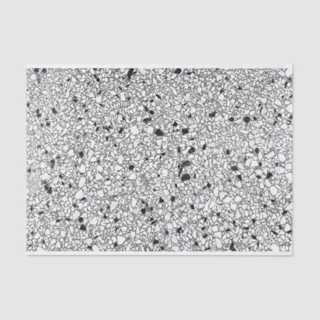 Schwarz-Weiß Terrazzo Texture DIY Loft Deco Tis Seidenpapier (Vorderseite)