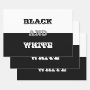 Schwarz-Weiß-Text und solide Farbgestaltung Geschenkpapier Set