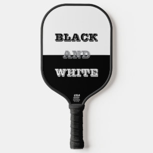 Schwarz-Weiß-Text und solide Farbgestaltung Pickleball Schläger