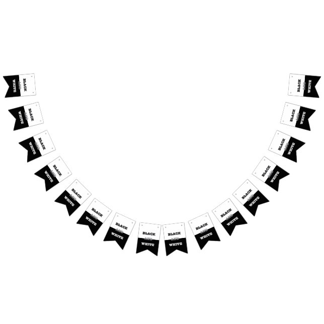 Schwarz-Weiß-Text und solide Farbgestaltung Wimpelkette (Alle)
