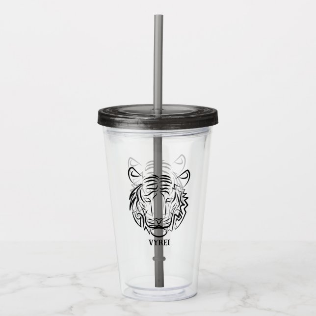 Schwarz-Weiß-Tiger Acryltrinkbecher (Vorderseite)