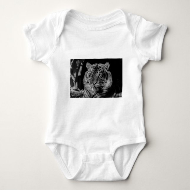 Schwarz-Weiß-Tiger Baby Strampler (Vorderseite)