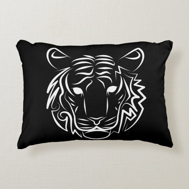 Schwarz-Weiß-Tiger Dekokissen (Vorderseite)