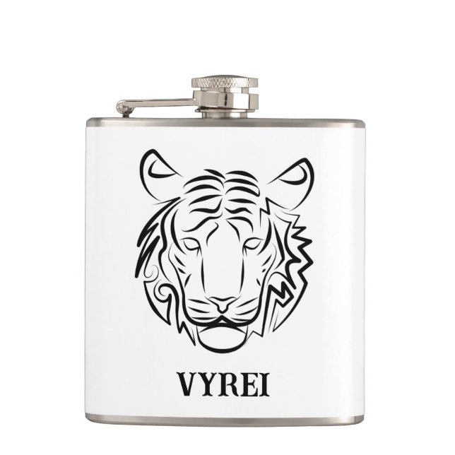 Schwarz-Weiß-Tiger Flachmann (Vorderseite)