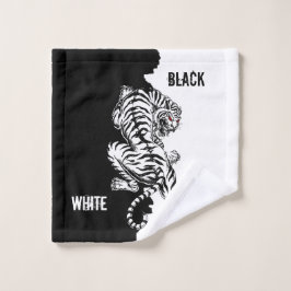 Schwarz-Weiß-Tiger-Gepäck-Anhänger dreimal wallet Badhandtuch Set