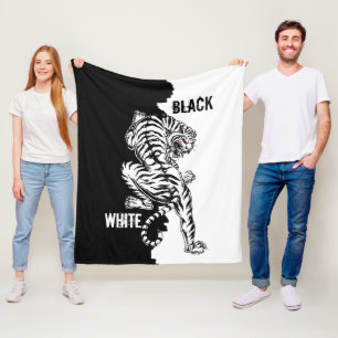 Schwarz-Weiß-Tiger-Gepäck-Anhänger dreimal wallet Fleecedecke