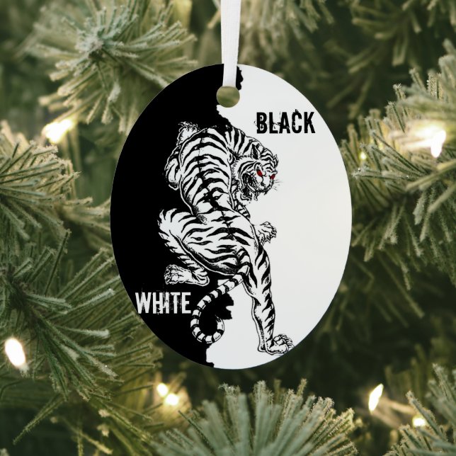 Schwarz-Weiß-Tiger-Gepäck-Anhänger dreimal wallet Ornament Aus Metall (InSitu)