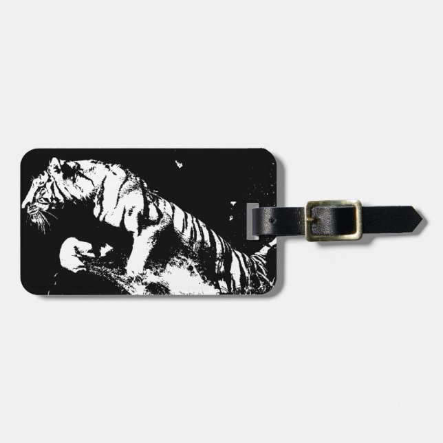 Schwarz-Weiß-Tiger Gepäckanhänger (Vorderseite horizontal)