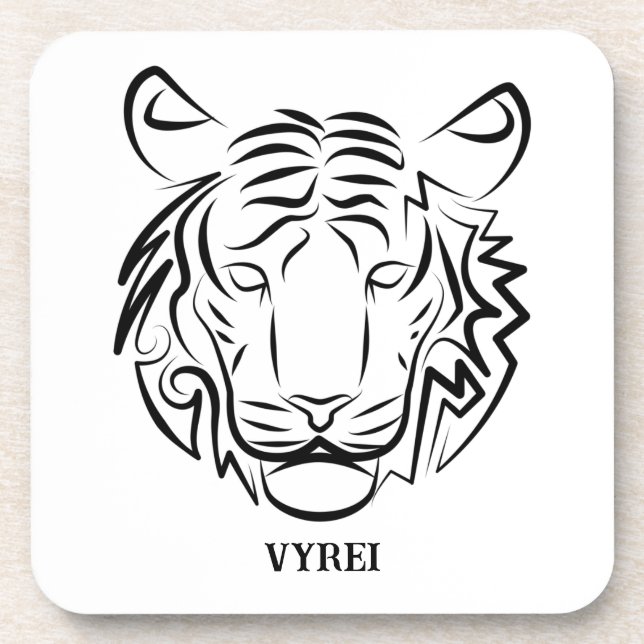 Schwarz-Weiß-Tiger Getränkeuntersetzer (Vorderseite)