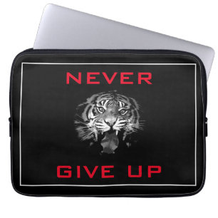 Schwarz-Weiß-Tiger Gib Nie Auf Motivierend Laptopschutzhülle