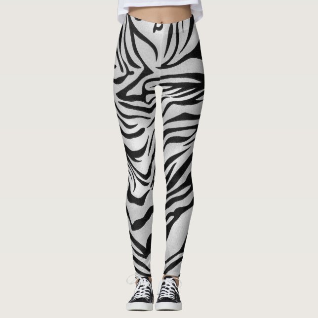 Schwarz-Weiß-Tiger-Hautfarbe Leggings (Vorderseite)