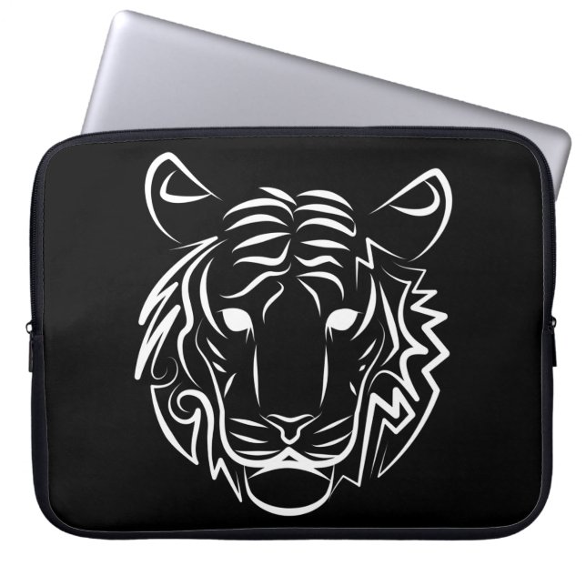 Schwarz-Weiß-Tiger Laptopschutzhülle (Vorderseite)