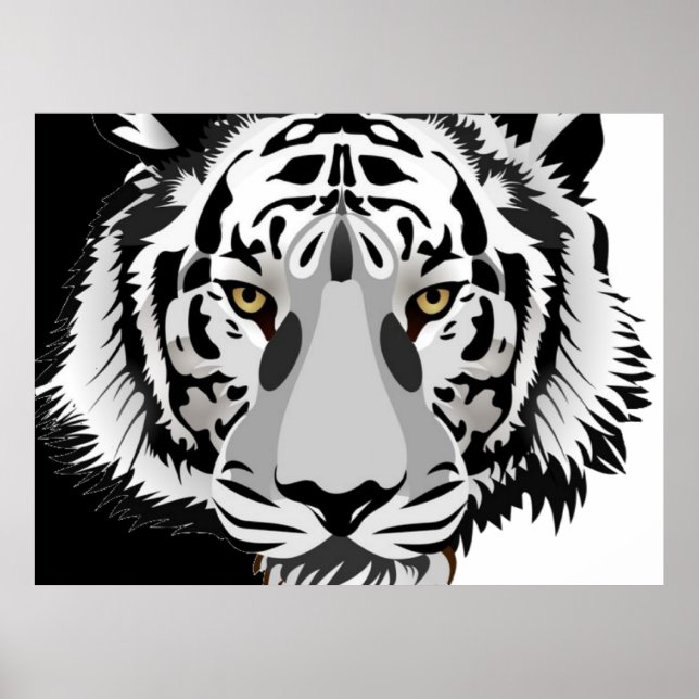 Schwarz-weiß Tiger Poster (Vorne)