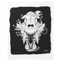 Schwarz-Weiß-Tiger-Schädel und Motte Fleece Blanke