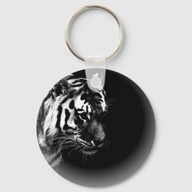 Schwarz-Weiß-Tiger Schlüsselanhänger (Vorderseite)